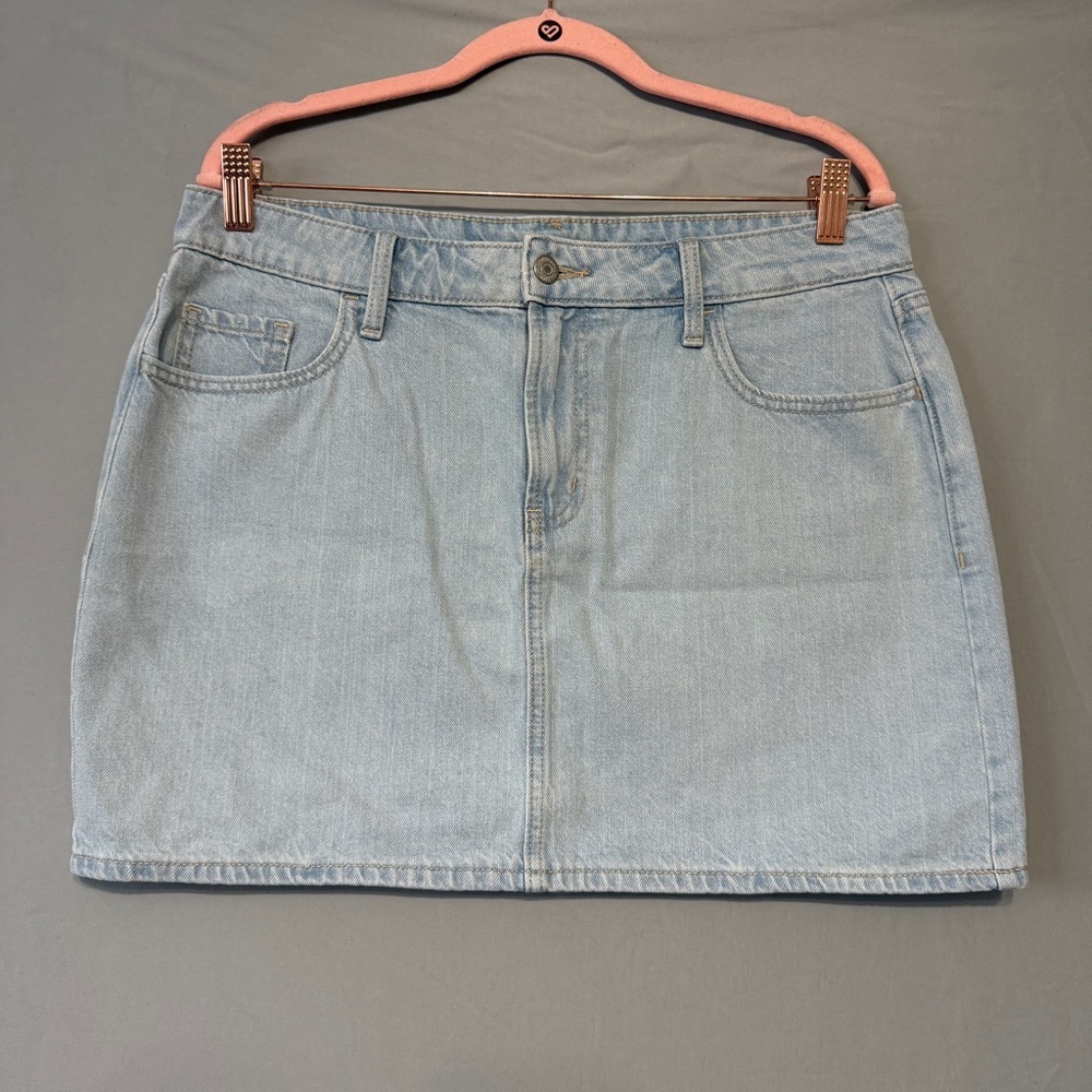Old Navy Women Hi Rise Denim Mini Skirt Size 10 Light Wash Jean Cotton Y2K Style